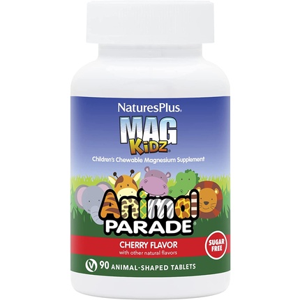 

NaturesPlus Animal Parade MagKidz Детская добавка магния с натуральным вишневым вкусом 90 жевательных таблеток Nature's Plus