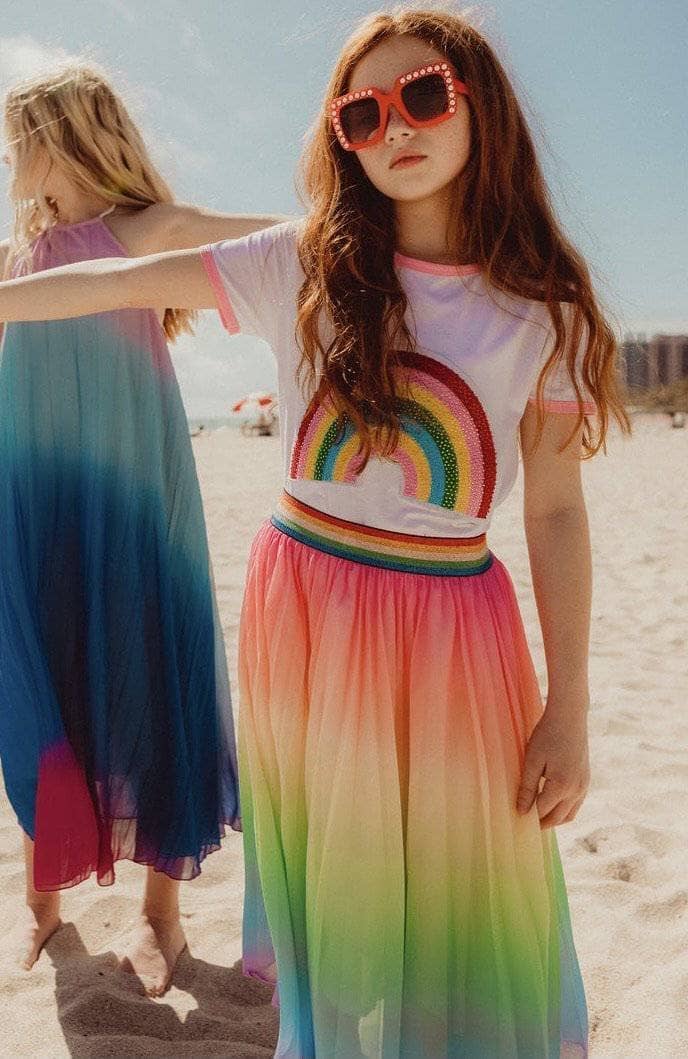 

Юбка миди с радужной плиссе Ombre Lola + The Boys, цвет multi
