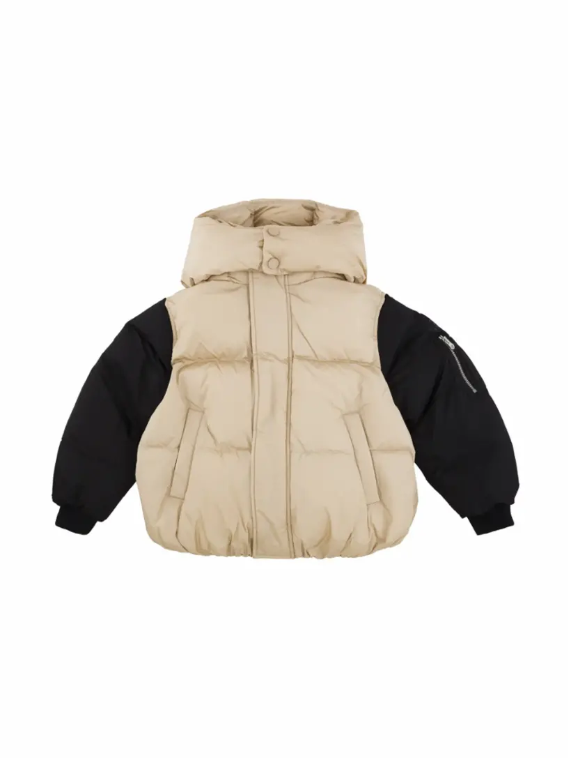 

Стеганый пуховик в стиле колор-блок MM6 MAISON MARGIELA, бежевый