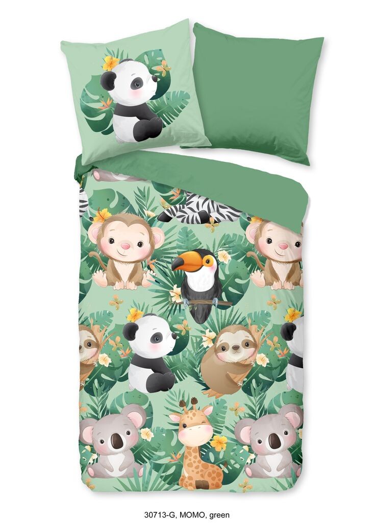 

Детское постельное белье Good Morning с животными - 135х200 - 100% хлопок Muller Textil, зеленый