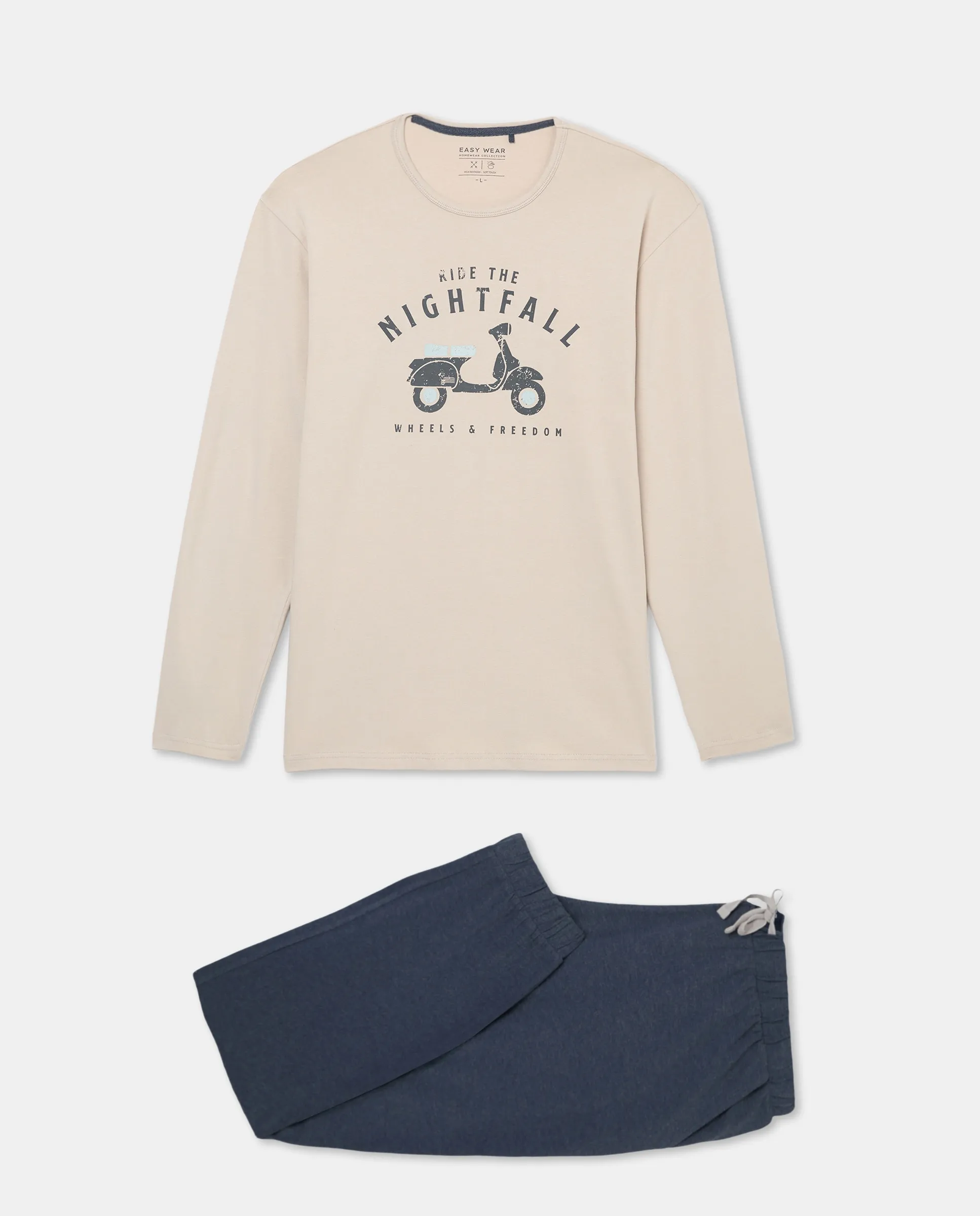 

Мужская пижама из джерси с длинными рукавами Easy Wear, бежевый