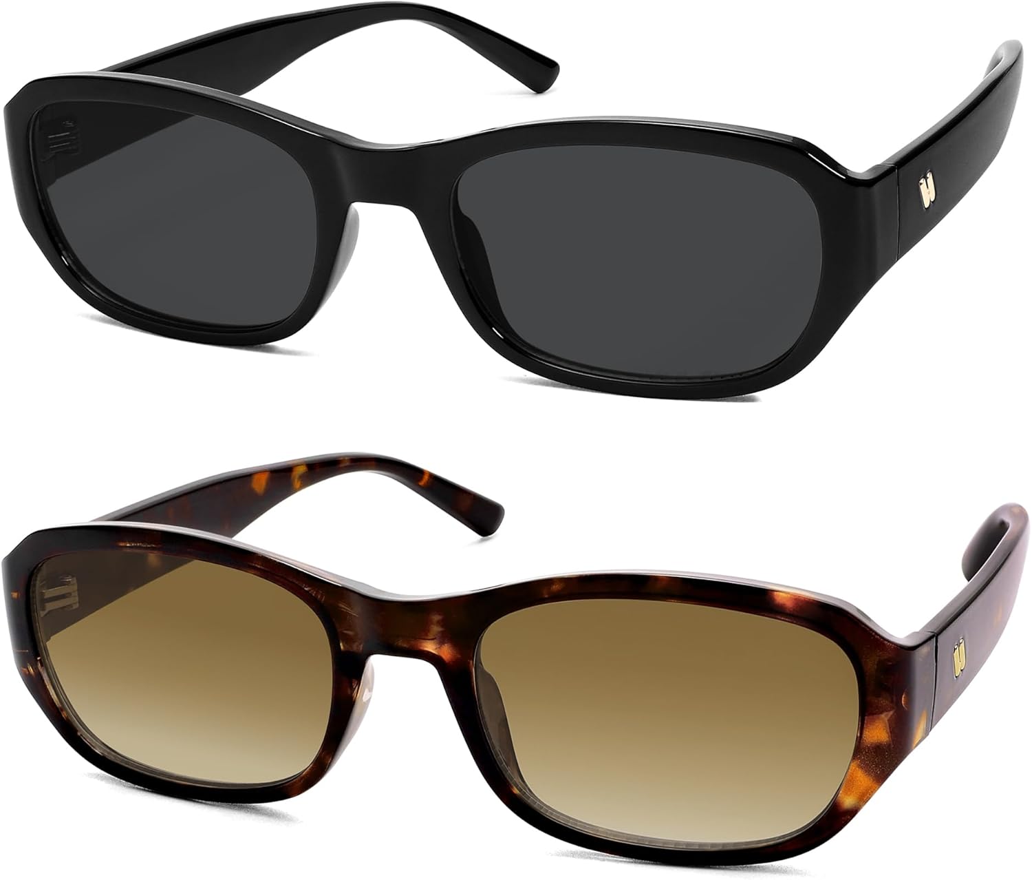 

Модные ретро-солнцезащитные очки прямоугольной формы для женщин и мужчин, классические винтажные солнцезащитные очки 90-х годов AR82341 HERJOUR, Black/Black+tortoise/Gradual Brown