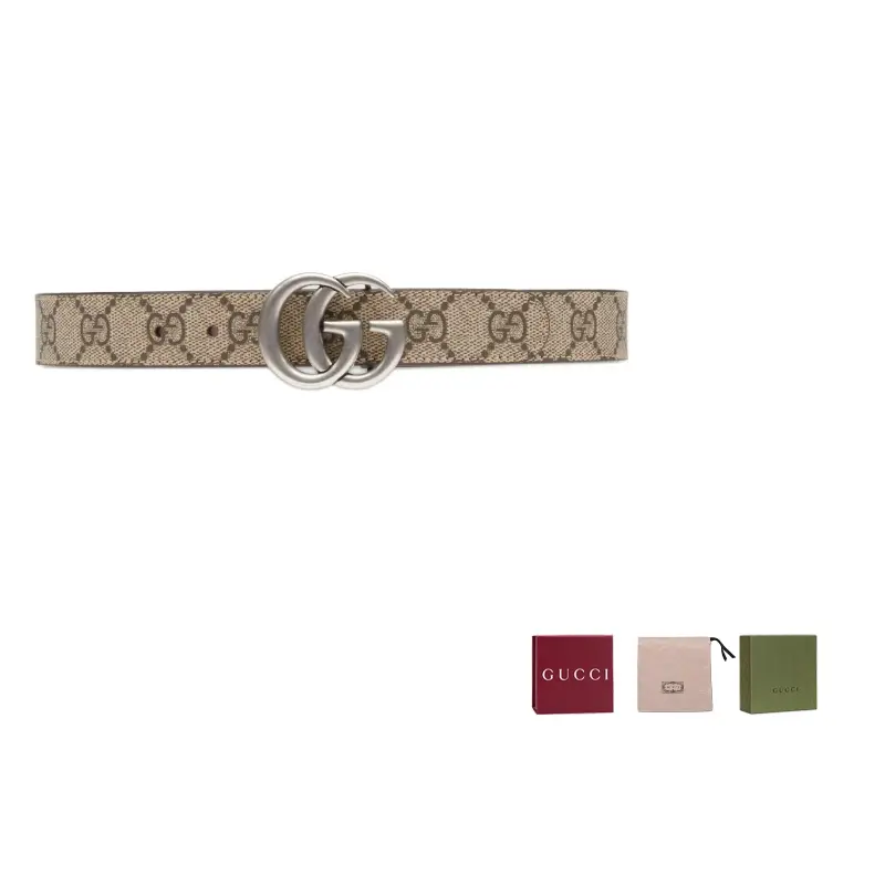 

Детский ремень с двойной пряжкой G GUCCI, бежевый/ebony