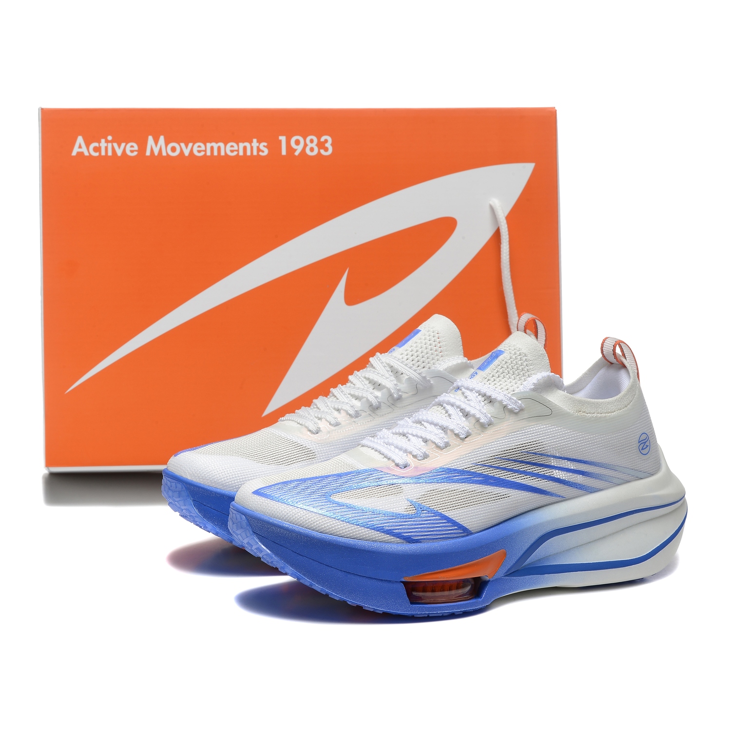 

DEERWAY Унисекс беговые кроссовки бело-сине-оранжевые, цвет White Blue Orange (Box)