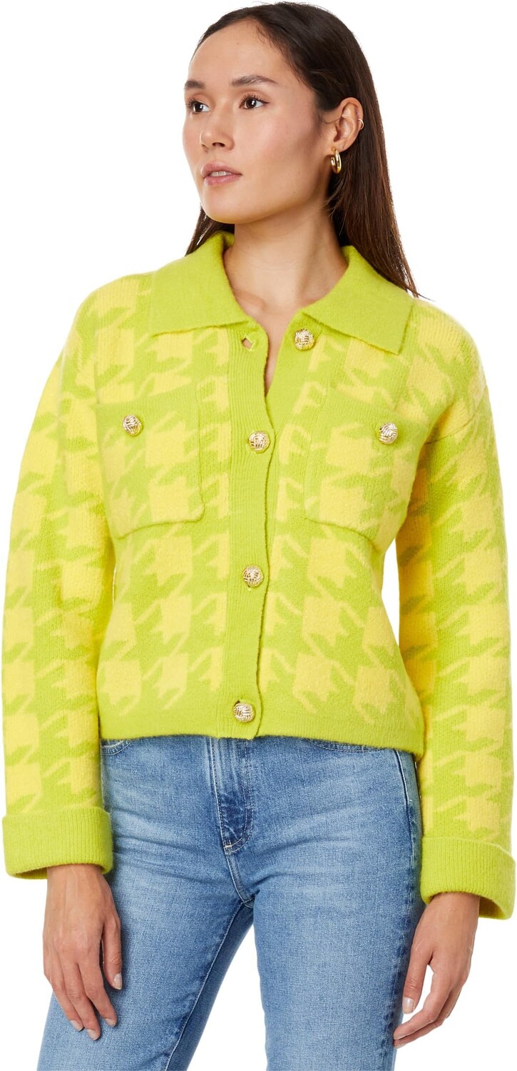 

Свитер Houndstooth Cropped Cardigan English Factory, цвет Lime/Yellow