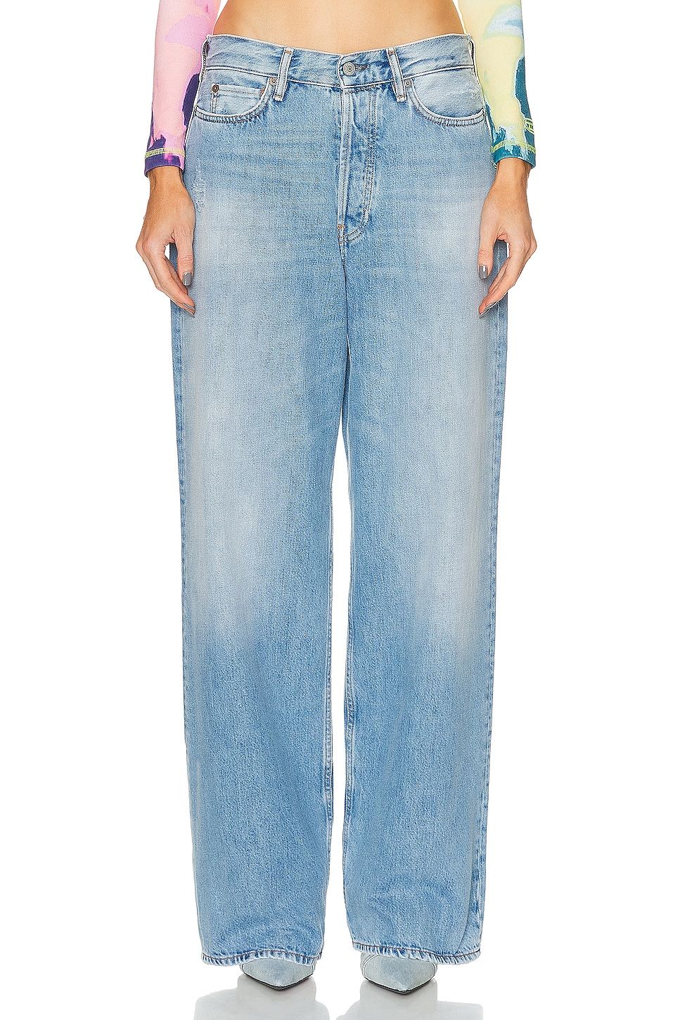 

Низкие мешковатые джинсы с широкими штанинами Acne Studios, Light Blue