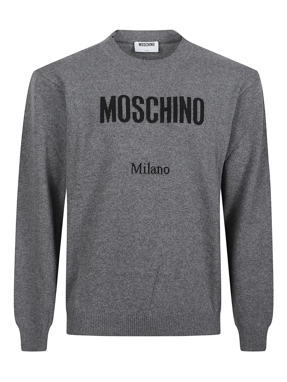 

Свитер с жаккардовым логотипом Moschino, серый
