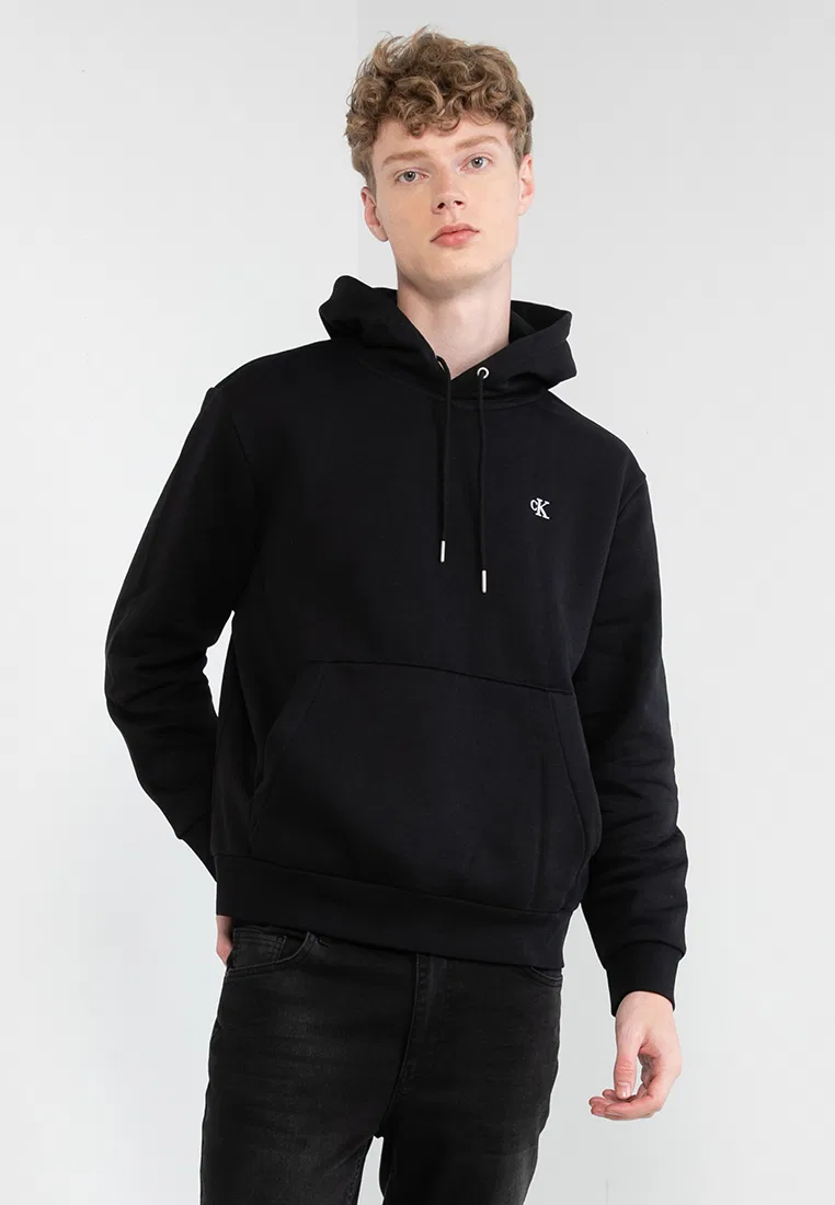 Толстовка с капюшоном, флисовая, Calvin Klein Jeans, черный