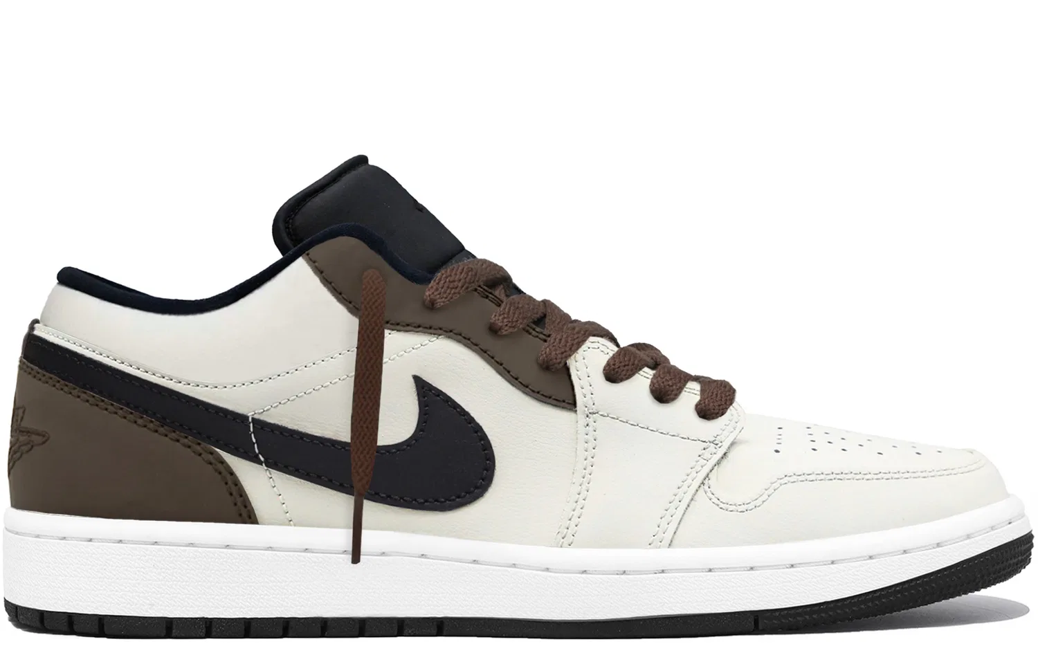 Кроссовки баскетбольные низкие Air Jordan 1 Low Beige White Brown — фото 3