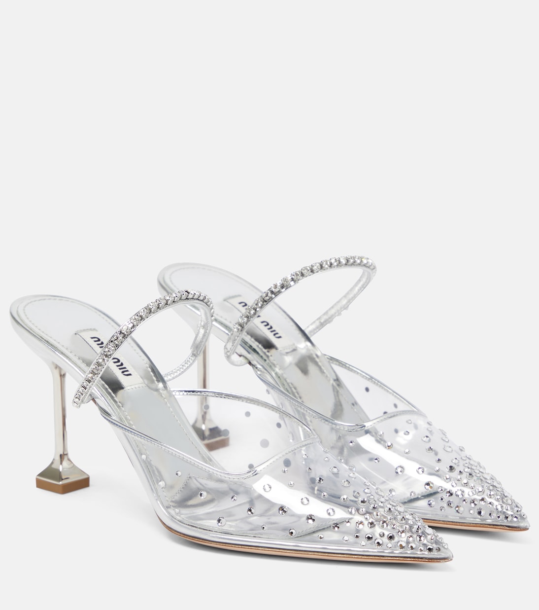Мюли, украшенные кристаллами Miu Miu, Argento