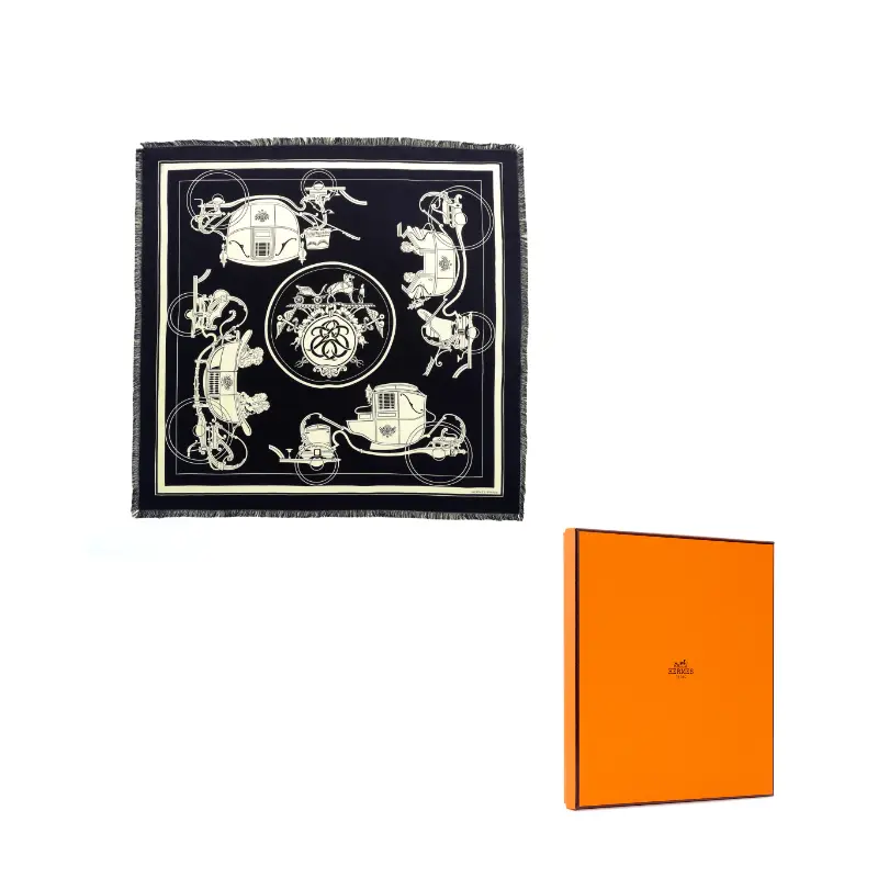 

HERMES Шёлковый шарф унисекс чёрный, Black