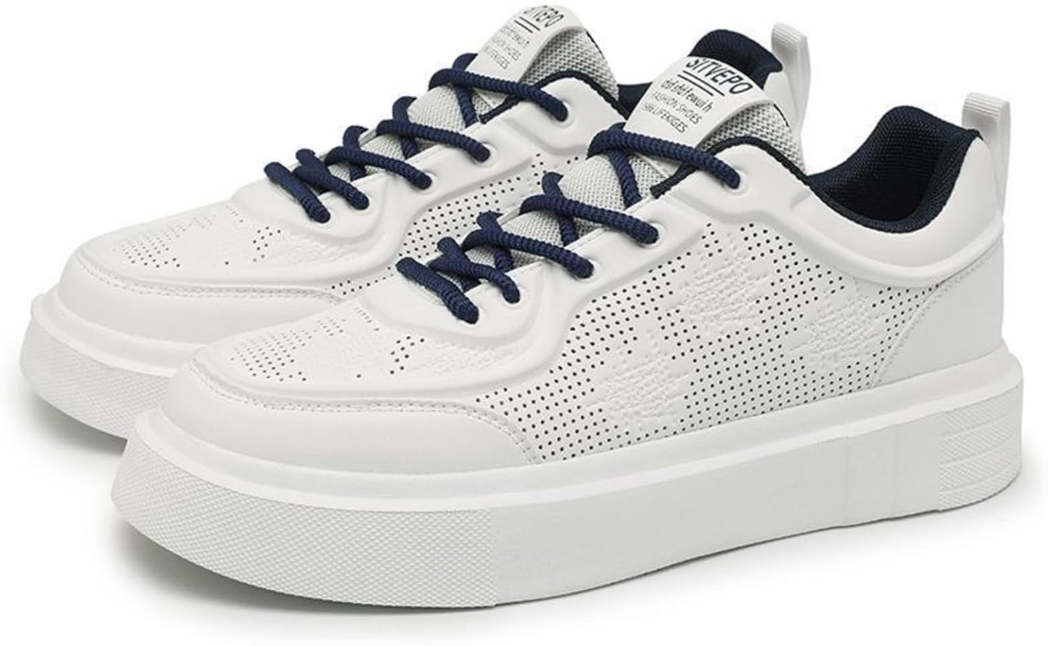 

Мужские классические кроссовки MACEFIL, дышащие, с противоскользящей массивной подошвой, модные низкие спортивные обувь для мужчин, белый/синий