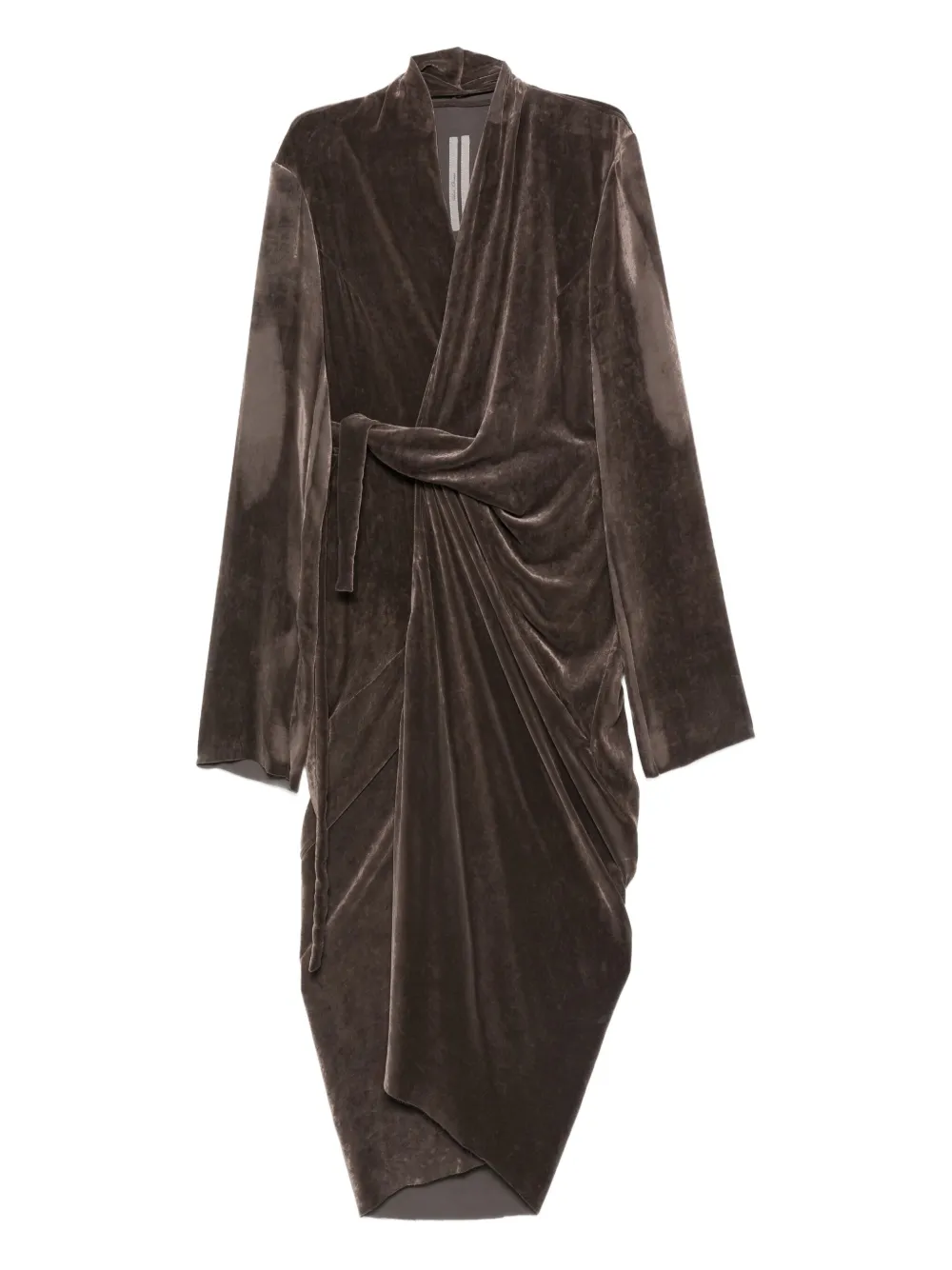 

Платье-миди с драпировкой и запахом Rick Owens, коричневый