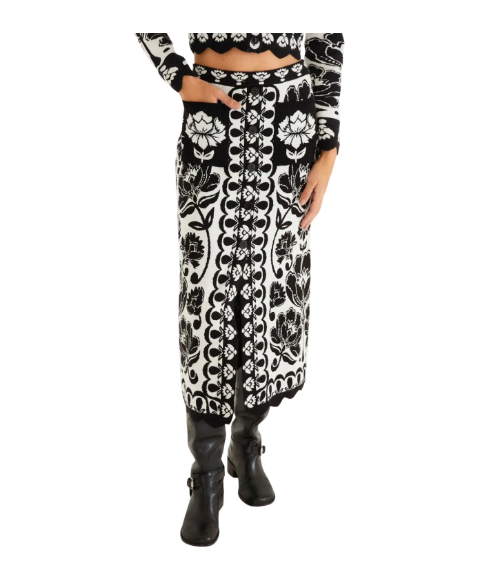 

Вязаное платье кремового цвета с цветочным арабеском Farm Rio, мультиколор