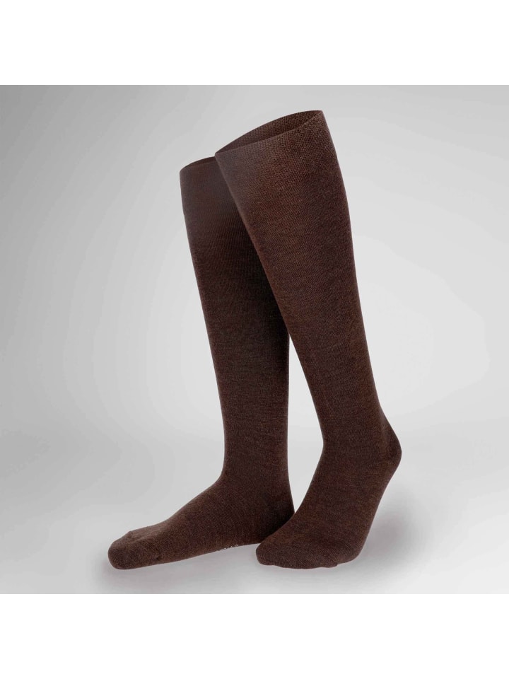 

Hudson Высокие носки Relax Woolmix Clima с эластичным поясом, не сдавливающим тело, коричневого меланжевого цвета