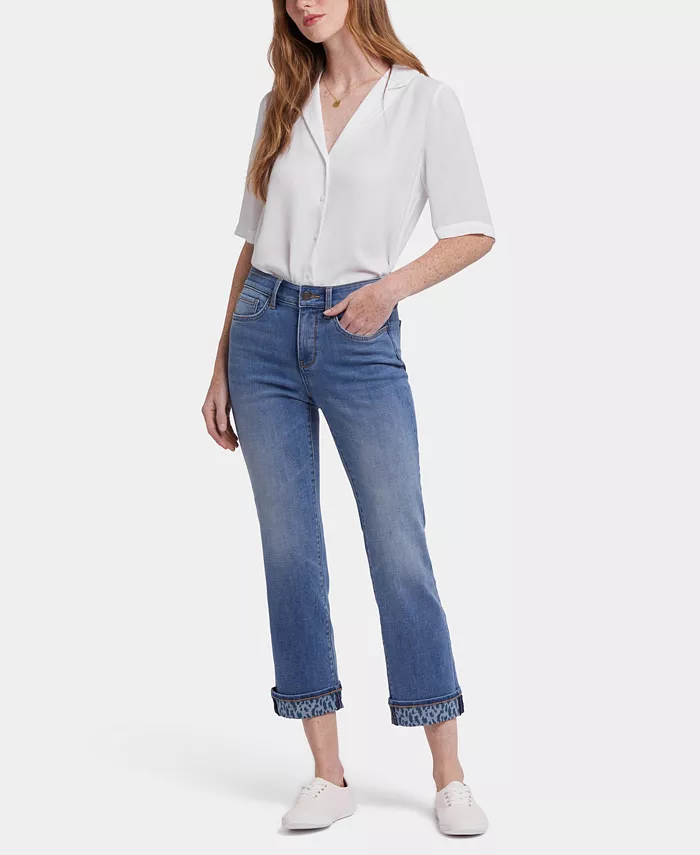 

Женские джинсы Marilyn Straight Ankle с принтованными манжетами NYDJ, синий