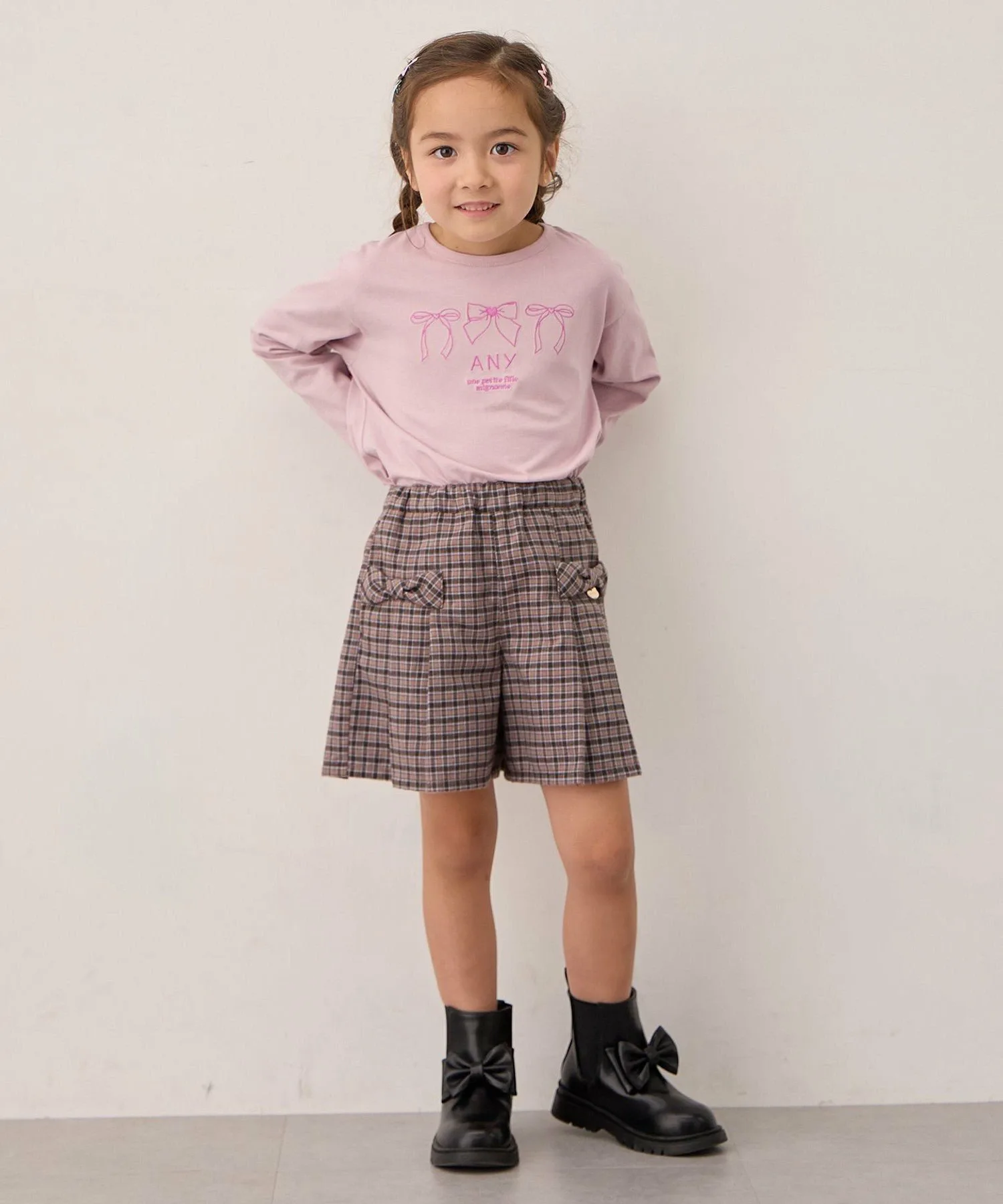 Клетчатые шорты ANY KIDS, Brown x Check [330] — фото 4