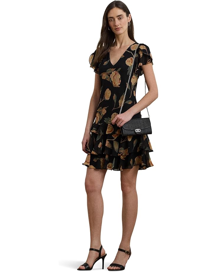 

Платье Lauren Ralph Lauren Floral Georgette Drop Waist Dress, цвет Black Multi