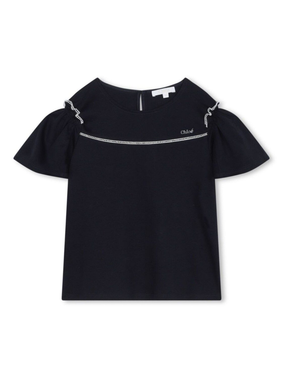 

Chloé Kids блузка со сборками и люверсами, синий