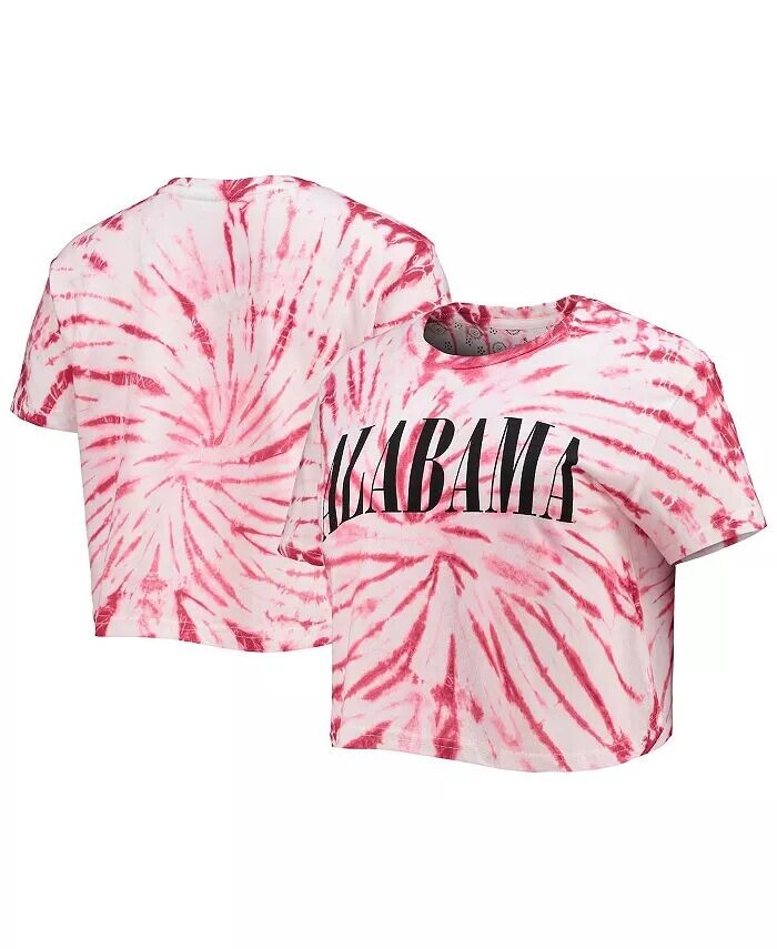 

Женская укороченная футболка Crimson Alabama Crimson Tide Showtime Tie-Dye Pressbox