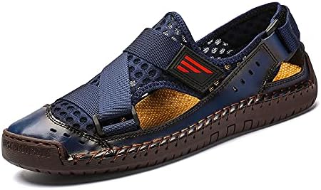 

Мужские сандалии Asifn с закрытым носком, кожаные, дышащие, легкие, для активного отдыха, повседневной носки, удобные для походов, прогулок и водных видов спорта, синий