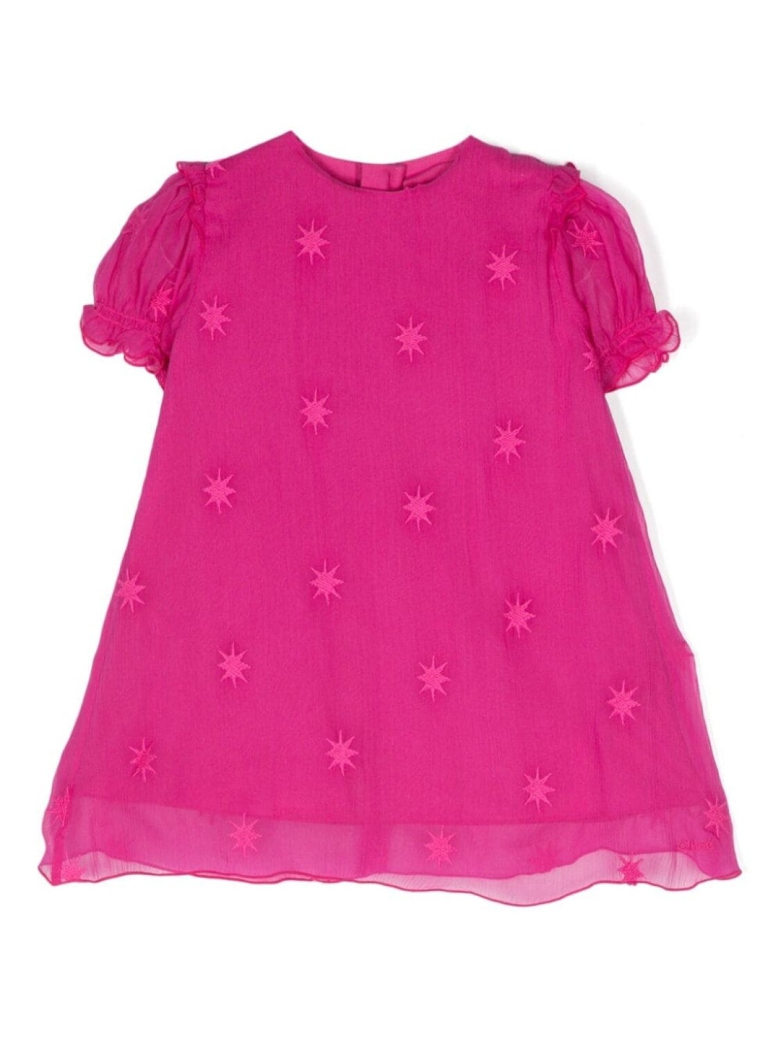 

Chloé Kids шелковое платье с вышивкой, розовый
