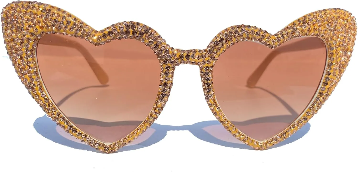 

Милые женские солнцезащитные очки в форме сердца, модные, блестящие, с бриллиантами, многоугольные, с розовыми стразами, с защитой от УФ-излучения mincl, Brown