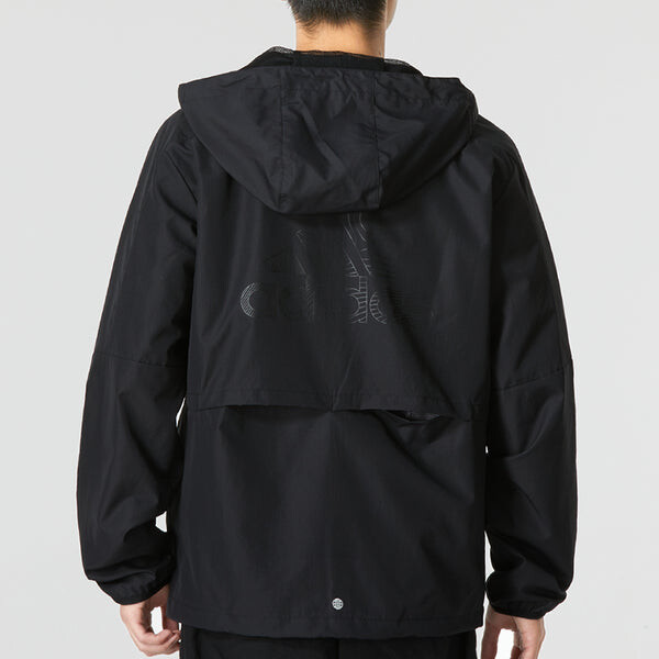 Куртка Men's adidas Mh Lite Wvjkt Athleisure Casual Sports Hooded Solid Color Woven Jacket Autumn Black, черный — фото 4