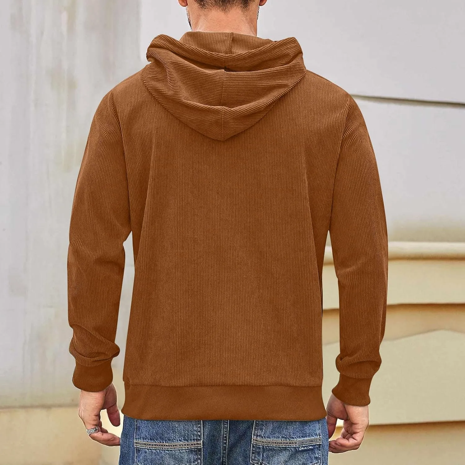 Толстовка с капюшоном Corduroy Big and Tall для мужчин, длинный рукав, с карманами — фото 4