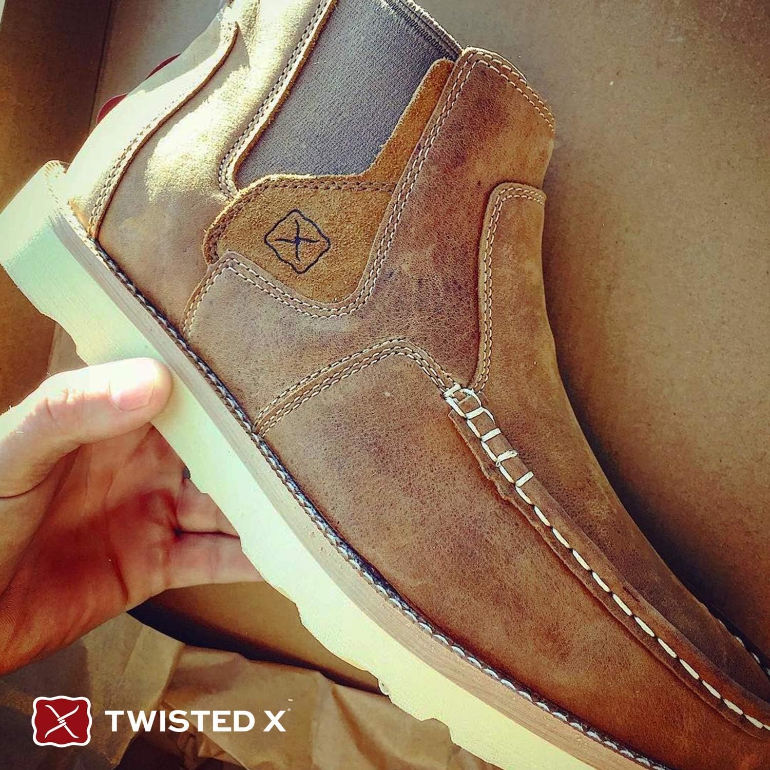 Мужские ботинки Chelsea Wedge 4" Twisted X, мок-носок, смазанное седло — фото 2