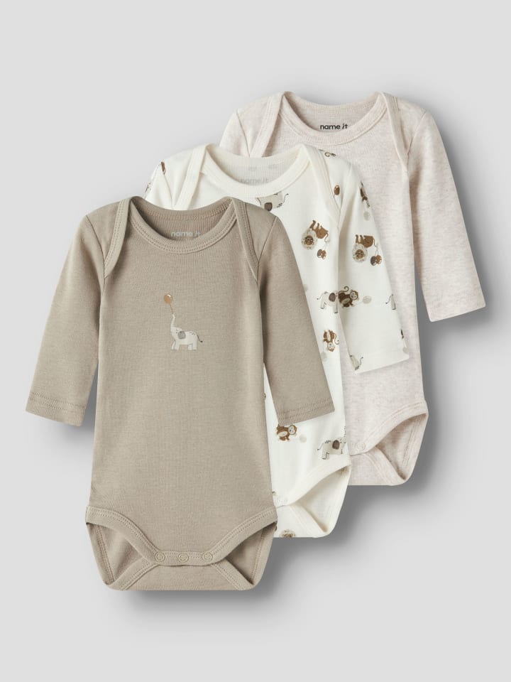 Name it Комплект из 3 боди с длинными рукавами NBNBODY 3P LS ANIMAL в цвете Jet Stream — фото 2