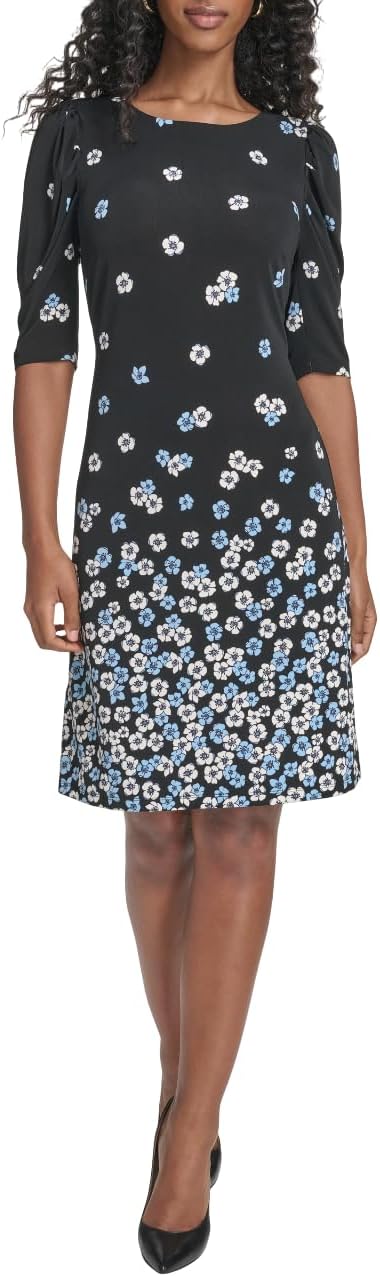 

Женское мини-платье Tommy Hilfiger с короткими рукавами и вырезом-лодочкой, Black/Breeze