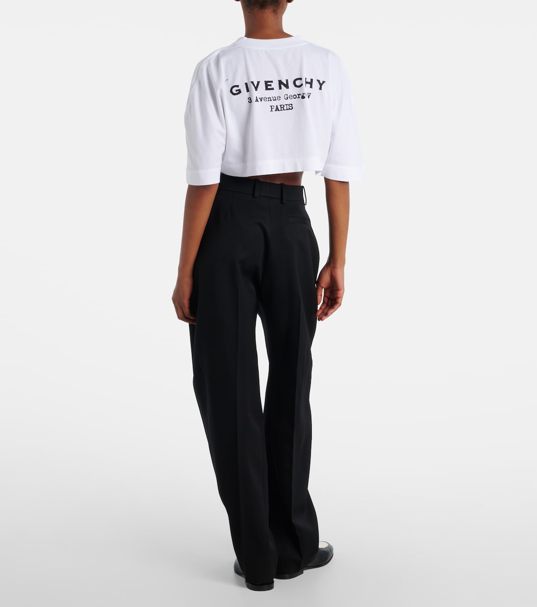 Укороченная хлопковая футболка с логотипом Givenchy, белый — фото 3