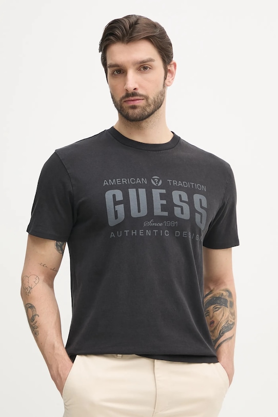 

Хлопковая футболка Guess, черный