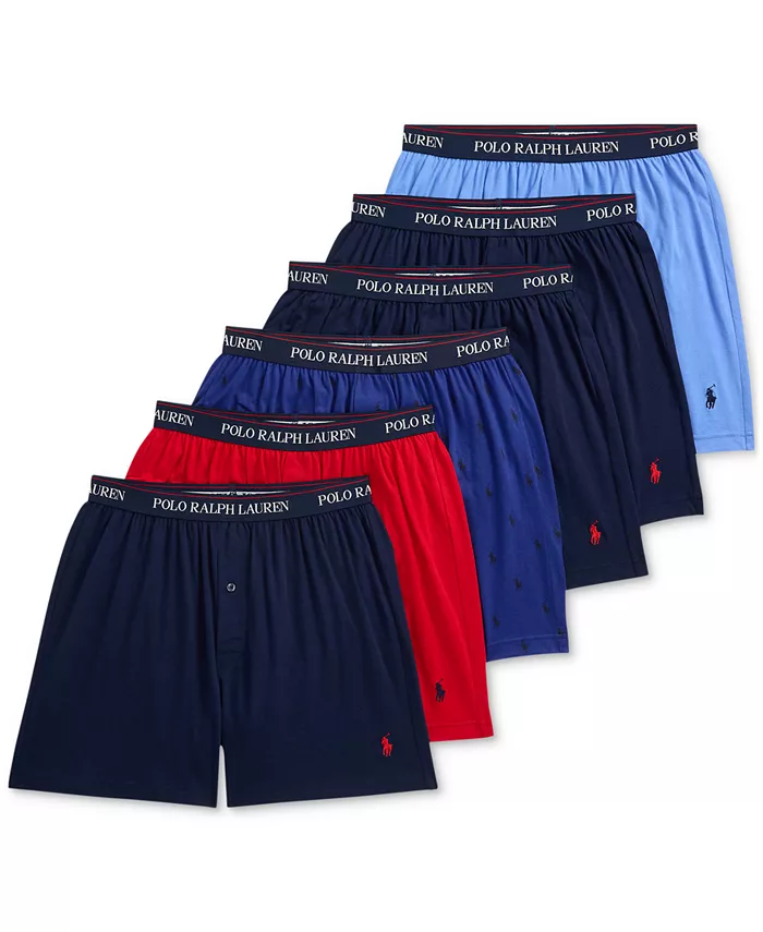 

Мужские боксеры классического кроя из хлопкового трикотажа, 6 шт Polo Ralph Lauren, мультиколор