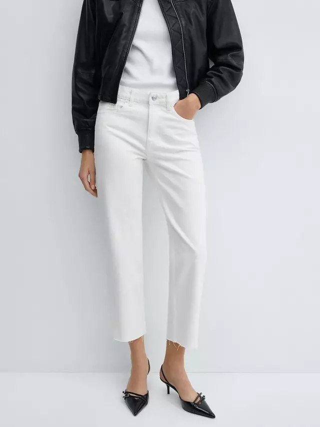 

Джинсы Mango Blanca Straight Cropped, белый