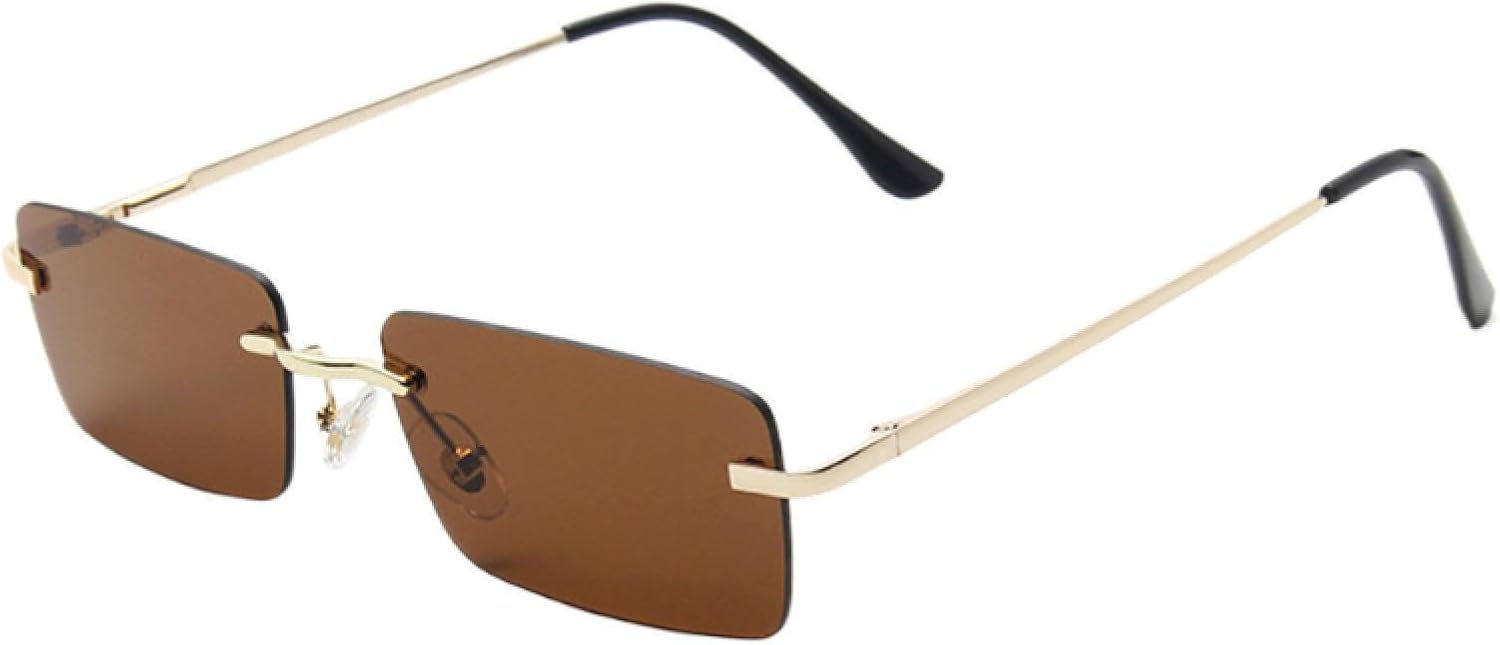 

Солнцезащитные очки с защитой от УФ-излучения UV400 | Без оправы, прозрачные, маленький размер | Для женщин и мужчин, для занятий спортом на открытом воздухе и вождения DSVIGF, 05 Gold-darkbrown