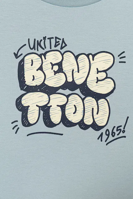 Футболка детская с коротким рукавом United Colors of Benetton, синий — фото 3