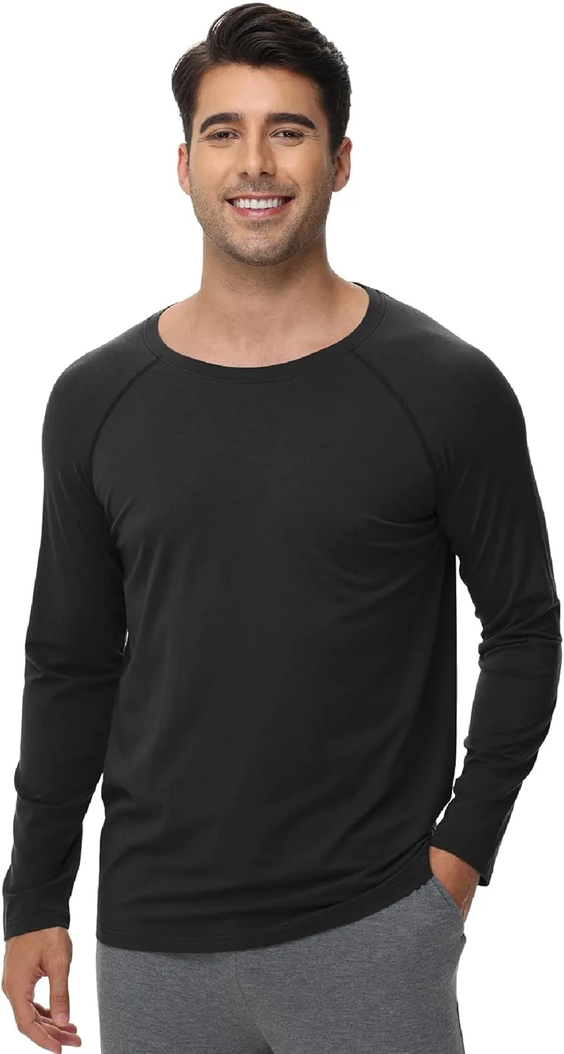 

WiWi мужская супермягкая футболка с длинным рукавом, влагоотводящая, вискоза из бамбука, охлаждающая, S-XXL