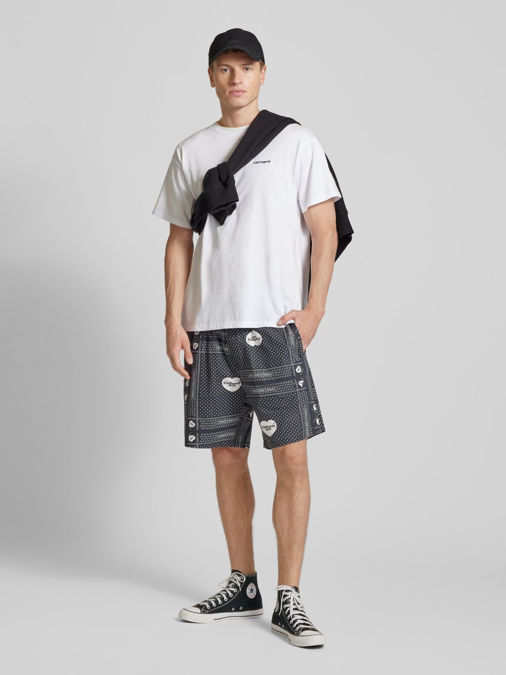 

Шорты прямого кроя с эластичным поясом, модель «HEART BANDANA» Carhartt Work In Progress, черный