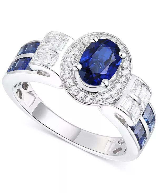 

Эффектное кольцо с выращенным в лаборатории изумрудом (7/8 карата, tw) и выращенным в лаборатории белым сапфиром (1/3 карата, tw) из стерлингового серебра с покрытием из 14-каратного золота (также с другими драгоценными камнями) Macy'S, sapphire