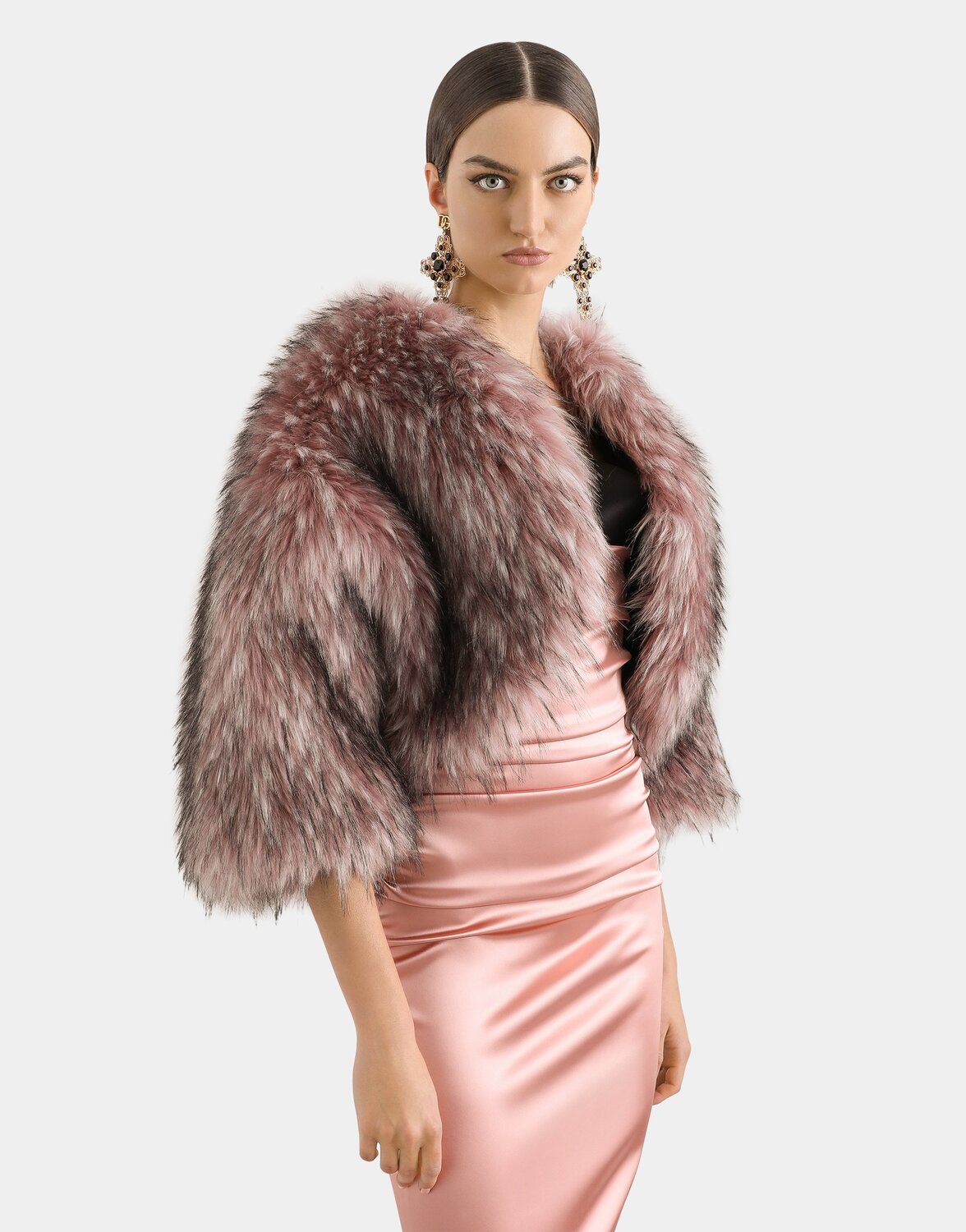 Короткая куртка из искусственного меха Dolce & Gabbana, розовый — фото 4