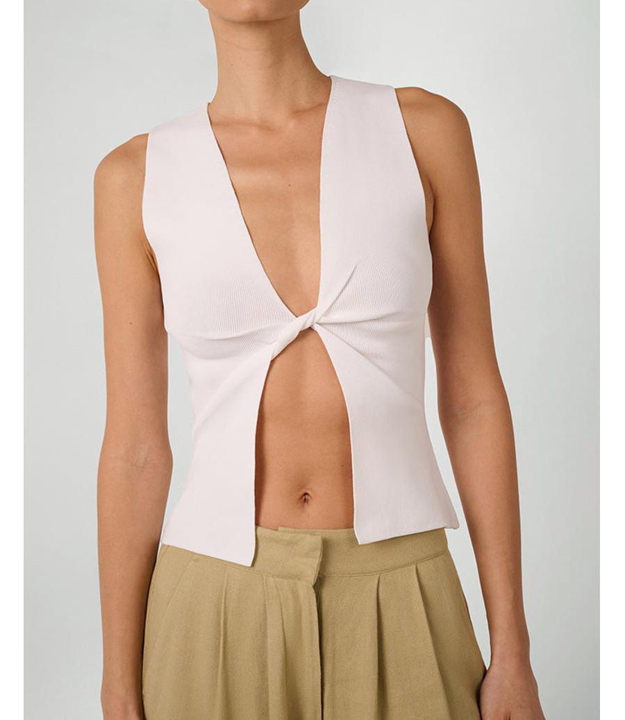 

Женская майка с перекрученным передом и свободным кроем WeWoreWhat, White