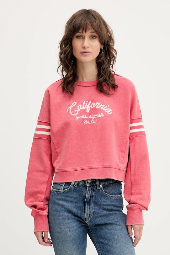 

Хлопковая толстовка Guess Originals, розовый