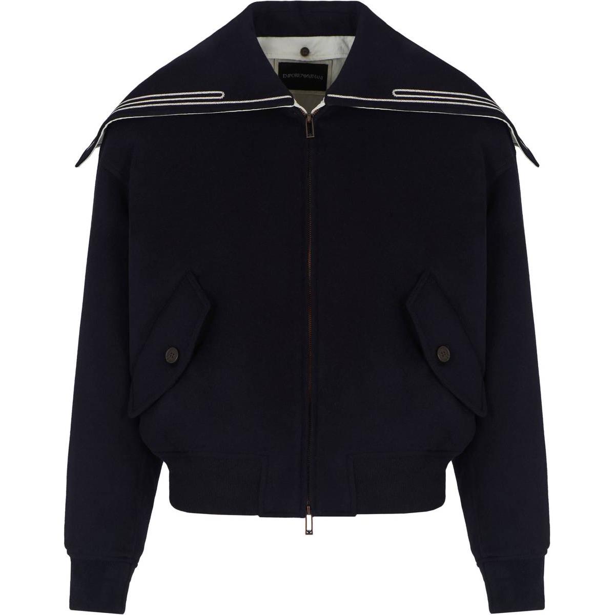 

Блузон из верджин-вул с логотипом и матросским воротником EMPORIO ARMANI, черный
