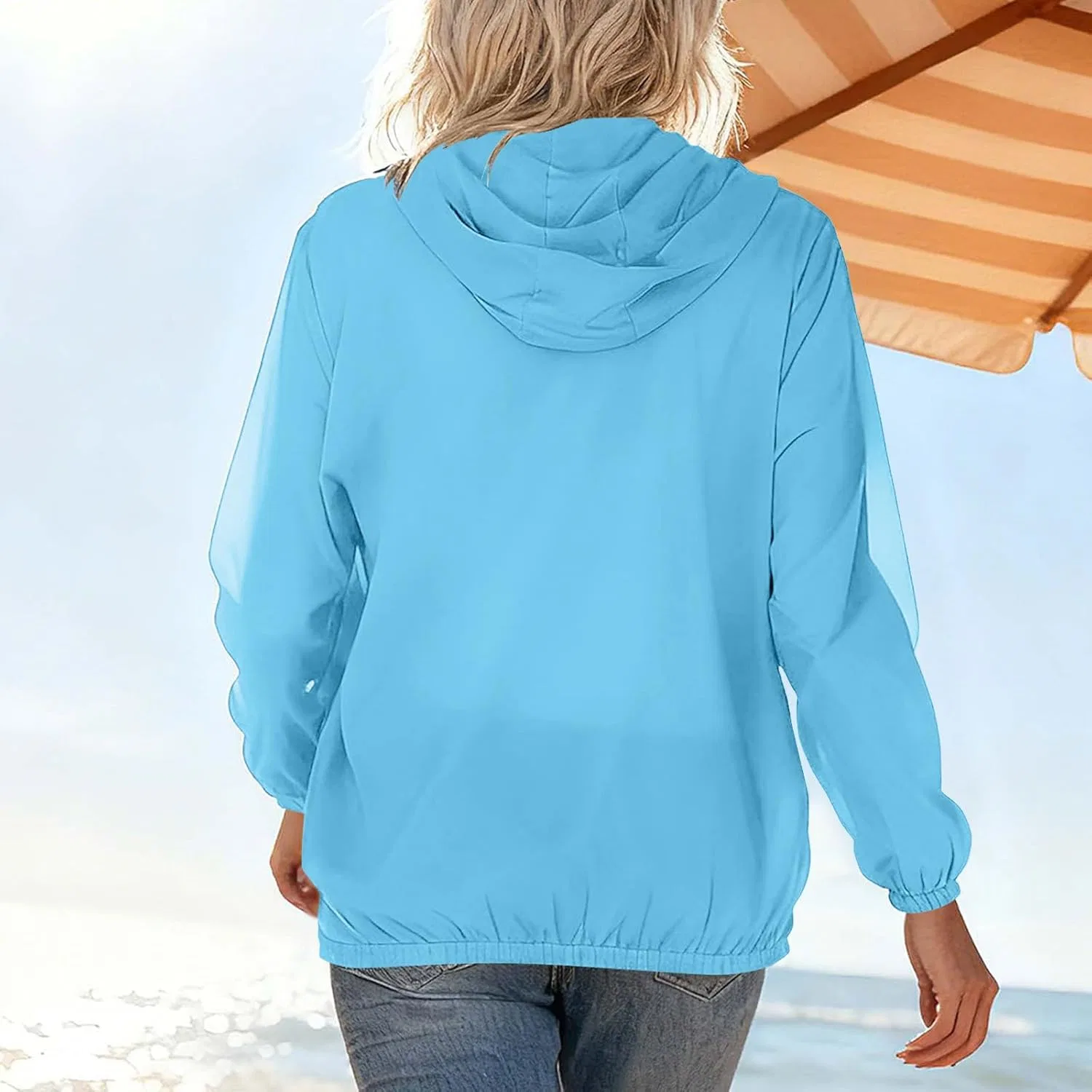 Женская легкая ветровка UPF 50+, Generic, Light Blue — фото 3