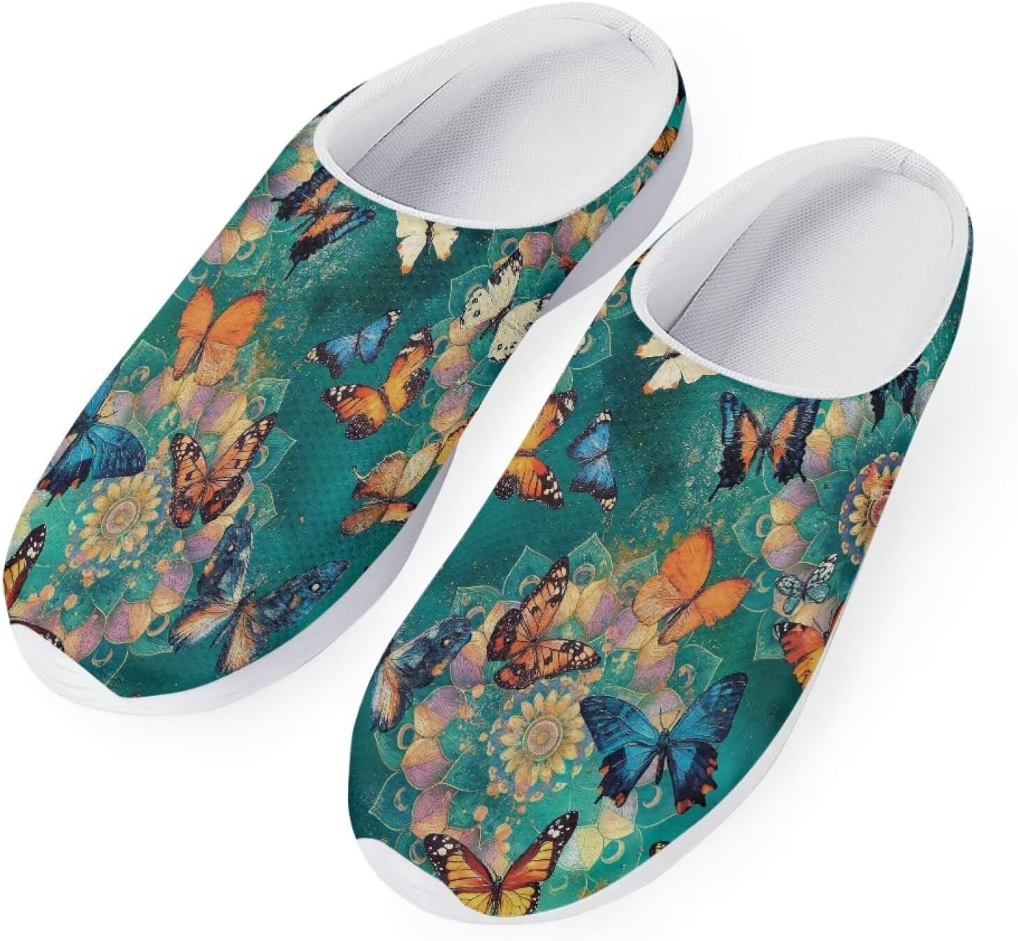 

Женские слипоны-мюли Forchrinse с милым Санта-Клаусом, мужские садовые сабо, сетчатые прогулочные туфли для повседневной носки, работы и спортзала, Butterfly Print
