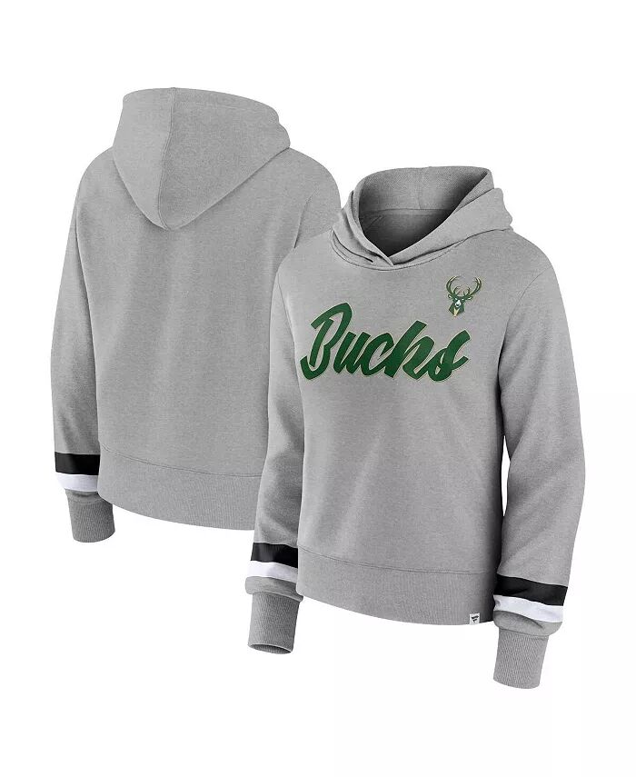 

Женская толстовочка-свитшот цвета Heather Grey с изображением игрока Milwaukee Bucks Halftime Fanatics