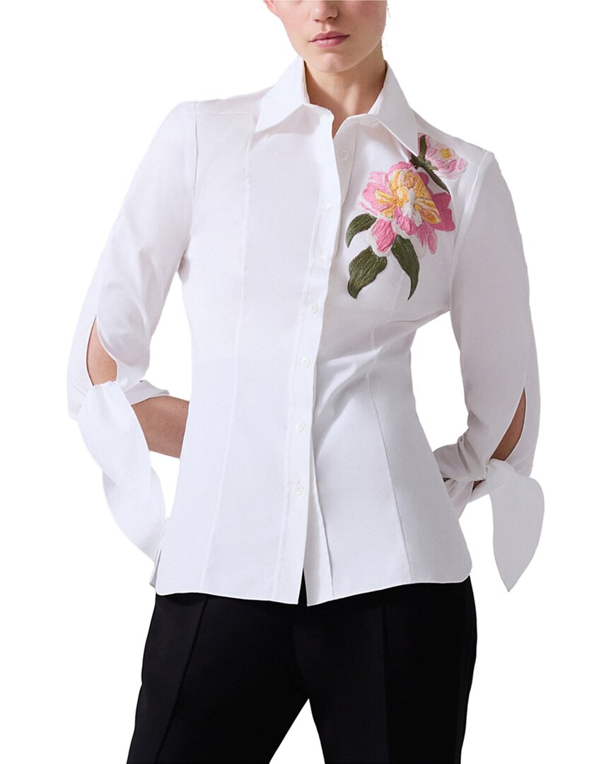 

Carolina Herrera Топ с декорированными рукавами-галстуками, белый