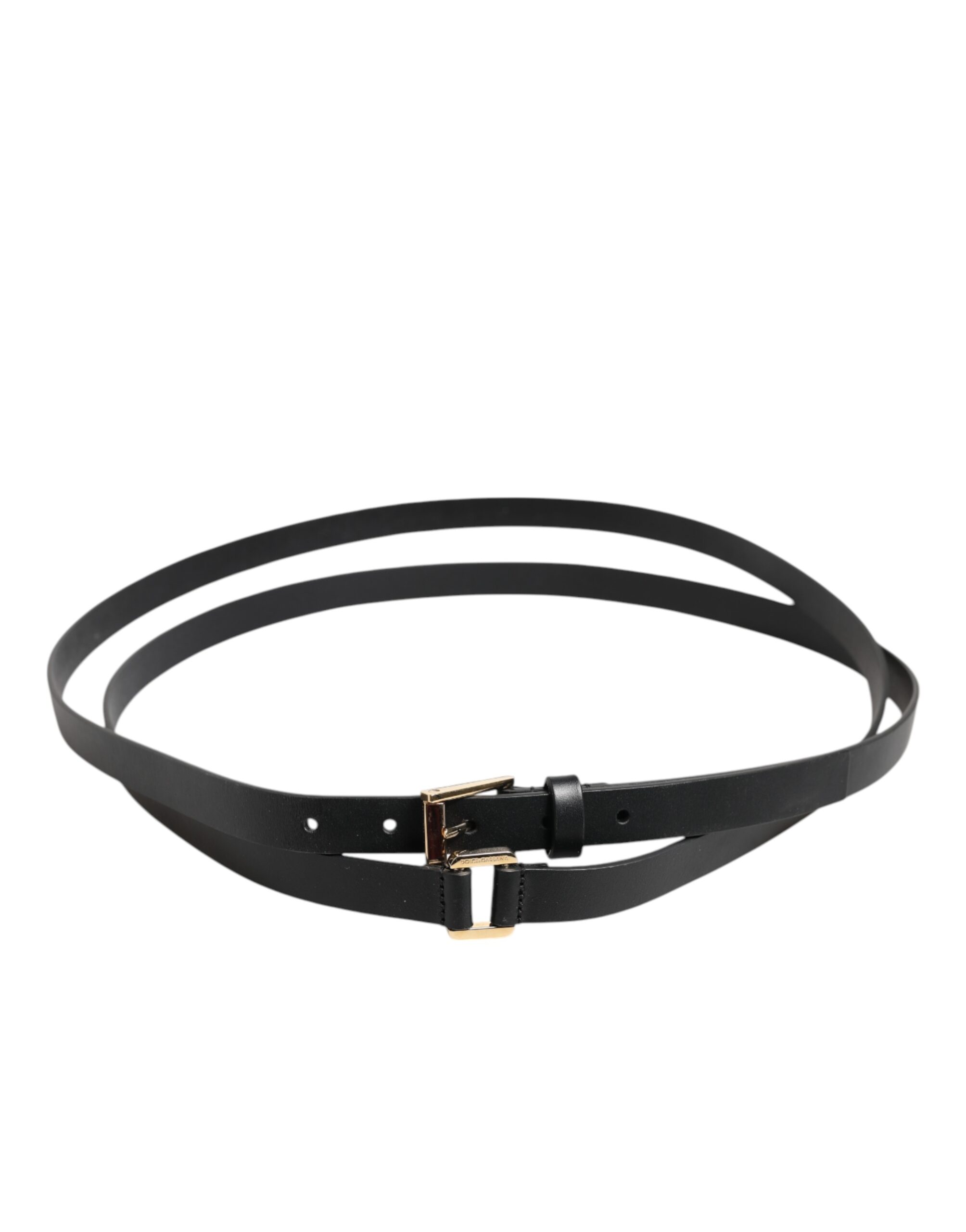 Черный кожаный ремень с двумя ремешками и золотой пряжкой Dolce & Gabbana, Black — фото 2